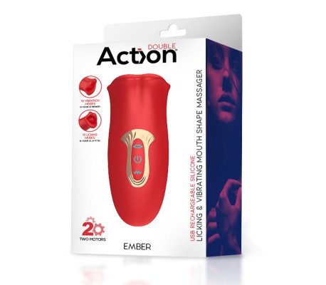 Ember Masajeador Forma Boca con Lameteo y Vibración USB Silicona