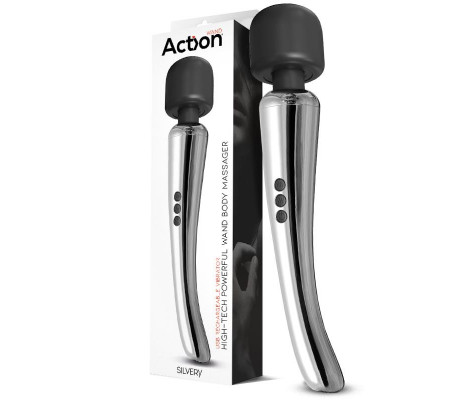 Silvery Wand Masajeador High-Tech Súper Potente Inalámbrico USB Color Cromo Silicona