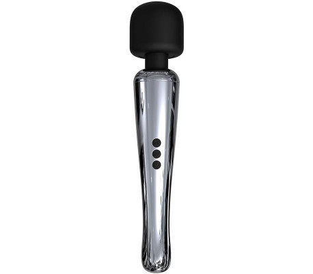 Silvery Wand Masajeador High-Tech Súper Potente Inalámbrico USB Color Cromo Silicona