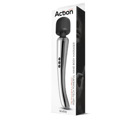 Silvery Wand Masajeador High-Tech Súper Potente Inalámbrico USB Color Cromo Silicona
