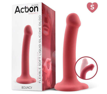 Bouncy Dildo Silicona Líquida Hiper Flexible 6.5 - 16.5 cm Talla S Burgundy