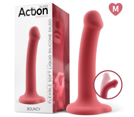 Bouncy Dildo Silicona Líquida Hiper Flexible 7 - 18 cm Talla M Burgundy