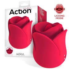 Meryl Estimulador Vibrador de Rosa con Lengua 2 Motores