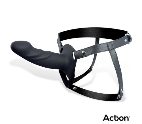 Arnés Strap-on con Dildo Hueco Silicona Premium Talla L Negro