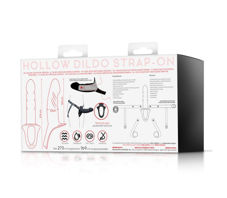 Arnés Strap-on con Dildo Hueco Silicona Premium Talla L Negro