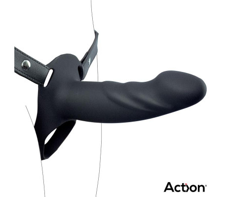 Arnés Strap-on con Dildo Hueco Silicona Premium Talla L Negro
