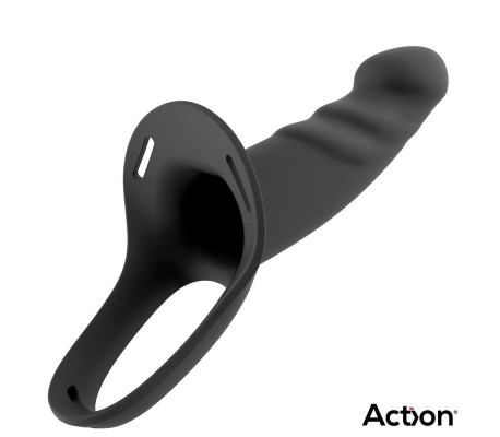 Arnés Strap-on con Dildo Hueco Silicona Premium Talla L Negro
