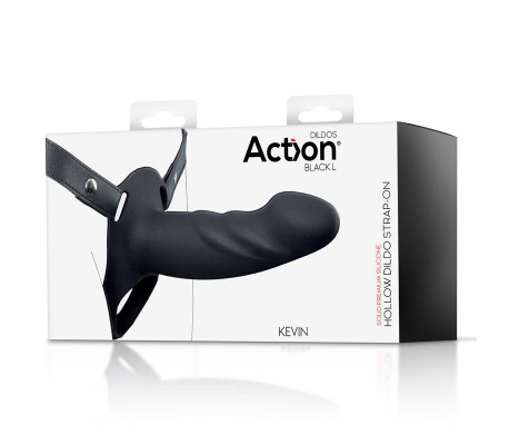 Arnés Strap-on con Dildo Hueco Silicona Premium Talla L Negro