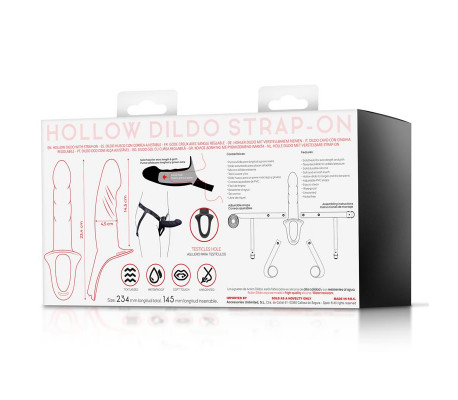 Arnés Strap-On con Dildo Hueco Silicona Premium Talla S Negro