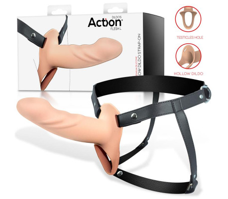 Arnés Strap-on con Dildo Hueco Silicona Premium Talla L
