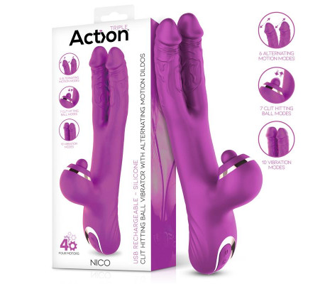 Nico Vibrador con Dildos Alternantes y Bola Percutora 4 Motores