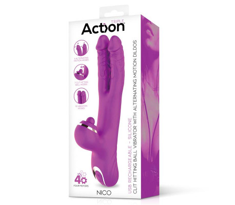 Nico Vibrador con Dildos Alternantes y Bola Percutora 4 Motores