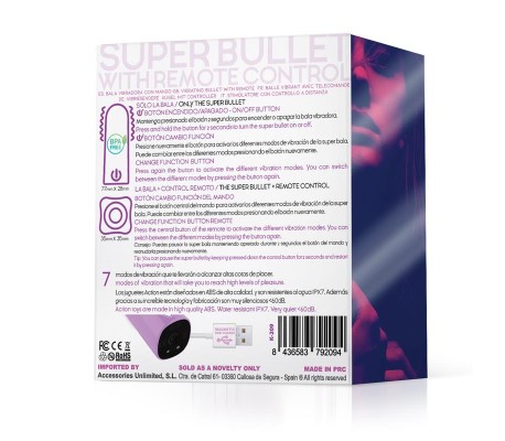 Dhalia Súper Bala Vibradora Control Remoto Alta Potencia USB Púpura