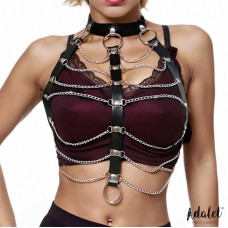 Hilda Arnés de Pecho con Cadenas Cuero Vegano Talla Única