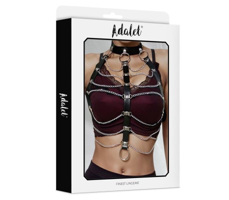 Hilda Arnés de Pecho con Cadenas Cuero Vegano Talla Única