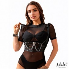 Thalia Arnés de Pecho con Cadena Cuero Vegano Talla Única