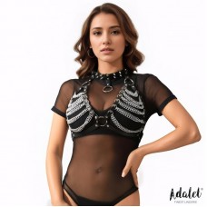 Zaira Sujetador Cuero Vegano con Cadenas Talla Única