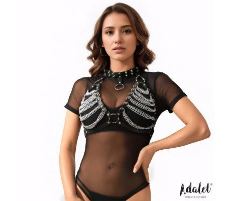 Zaira Sujetador Cuero Vegano con Cadenas Talla Única