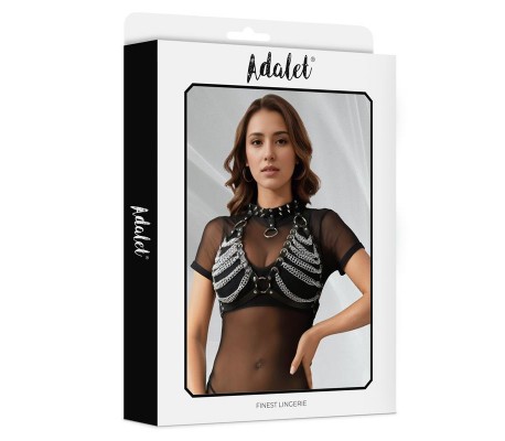 Zaira Sujetador Cuero Vegano con Cadenas Talla Única