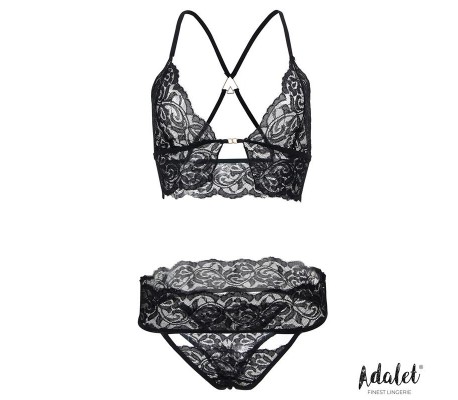 Ella Set Sujetador, Tanga, Antifaz y Esposas de Encaje