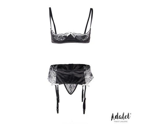 Ilia Set de Sujetador Abierto, Liguero y Tanga Talla 44-46