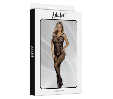 Lana Bodystocking Entrepierna Abierta y Patrón Floral