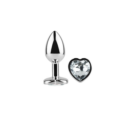 Plug Anal con Joya de Corazón Blanco Talla S