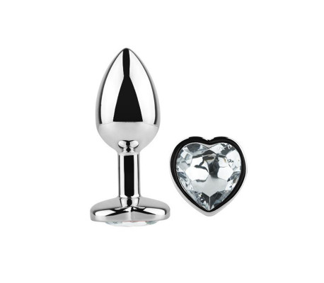 Plug Anal con Joya de Corazón Blanco Talla M