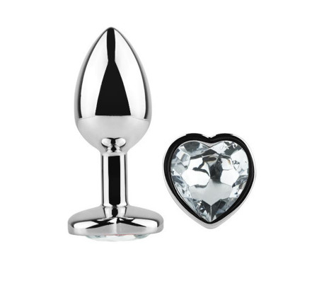 Plug Anal con Joya de Corazón Blanco Talla L