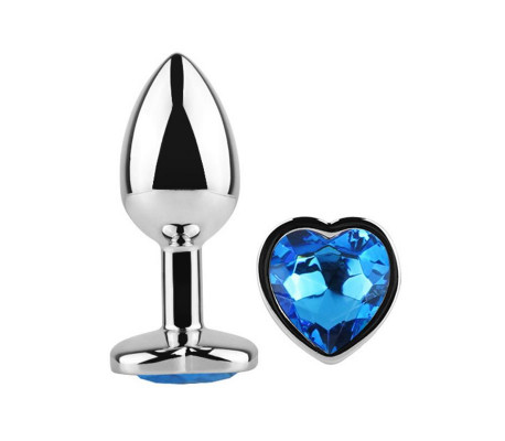 Plug Anal con Joya de Corazón Blue Sapphire Talla L
