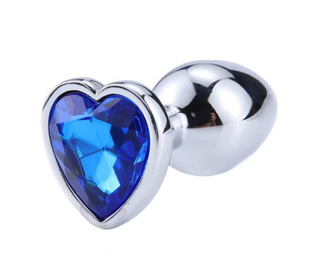Plug Anal con Joya de Corazón Blue Sapphire Talla L