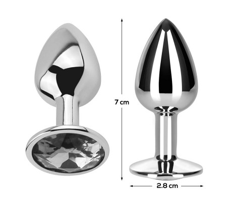 Plug Anal con Joya Color Blanco Diamante Talla S Aluminio