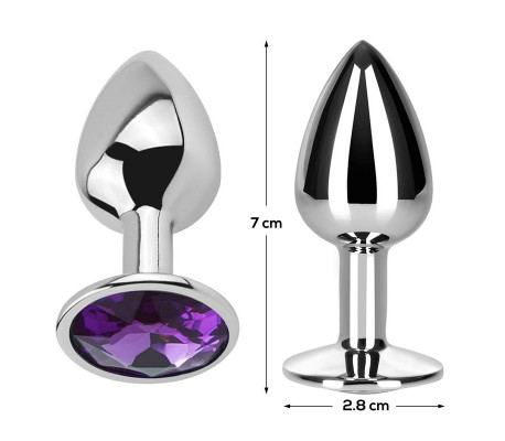 Plug Anal con Joya Púrpura Amatista Talla S Aluminio
