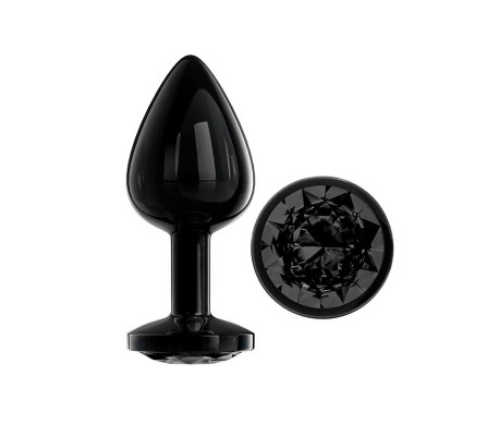 Blackgem Plug Anal Metálico con Joya Color Negro Talla M