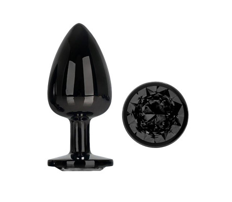 Blackgem Plug Anal Metálico con Joya Negro Talla L