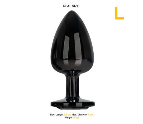 Blackgem Plug Anal Metálico con Joya Negro Talla L