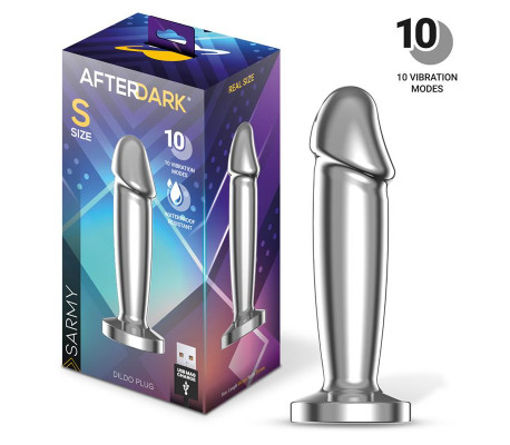 Sarmy Plug Anal Cromado con Vibración USB Magnético Talla S