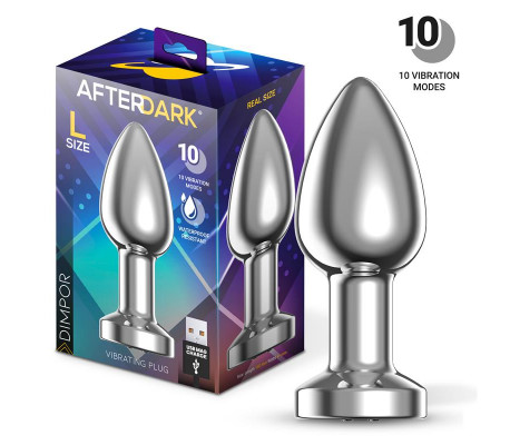 Dimpor Plug Anal Cromado con Vibración USB Magnético Talla L