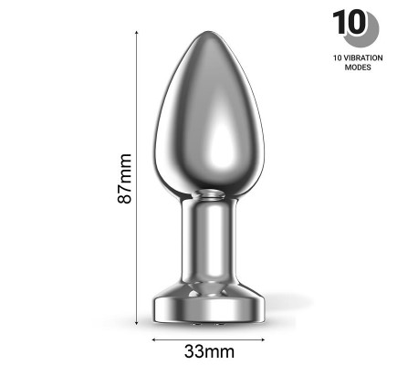 Dimpor Plug Anal Cromado con Vibración USB Magnético Talla M