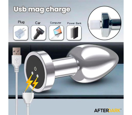 Dimpor Plug Anal Cromado con Vibración USB Magnético Talla S