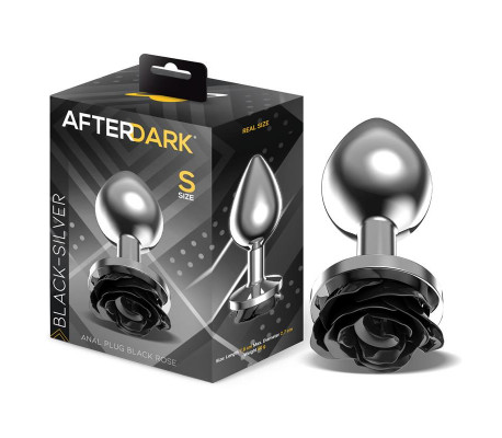 Plug Anal de Metal con Rosa Negra en la Base Talla S