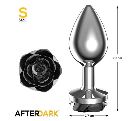 Plug Anal de Metal con Rosa Negra en la Base Talla S