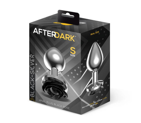 Plug Anal de Metal con Rosa Negra en la Base Talla S