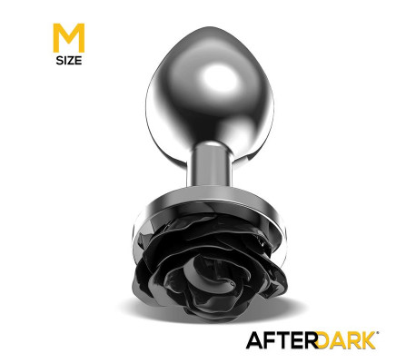 Plug Anal de Metal con Rosa Negra en la Base Talla M