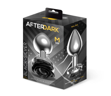 Plug Anal de Metal con Rosa Negra en la Base Talla M