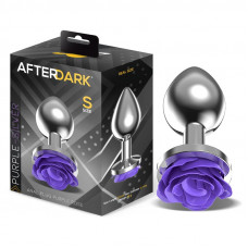 Plug Anal de Metal con Rosa Púrpura en la Base Talla S