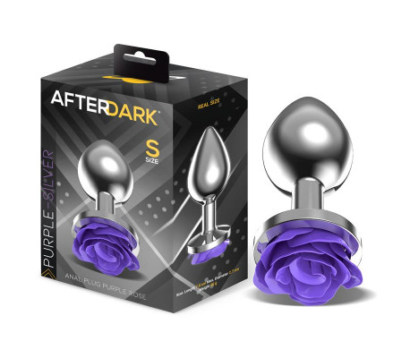 Plug Anal de Metal con Rosa Púrpura en la Base Talla S