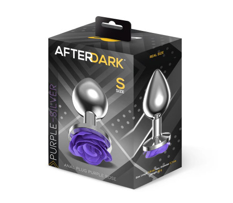 Plug Anal de Metal con Rosa Púrpura en la Base Talla S