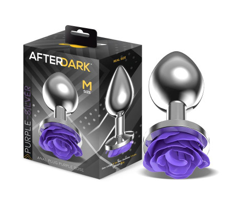 Plug Anal de Metal con Rosa Púrpura en la Base Talla M