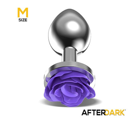 Plug Anal de Metal con Rosa Púrpura en la Base Talla M